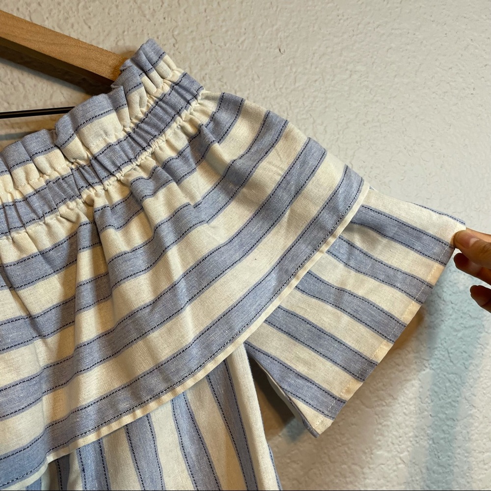 Lumiere Off Shoulder Ruffle Striped Blouse - Picture 10 of 10
